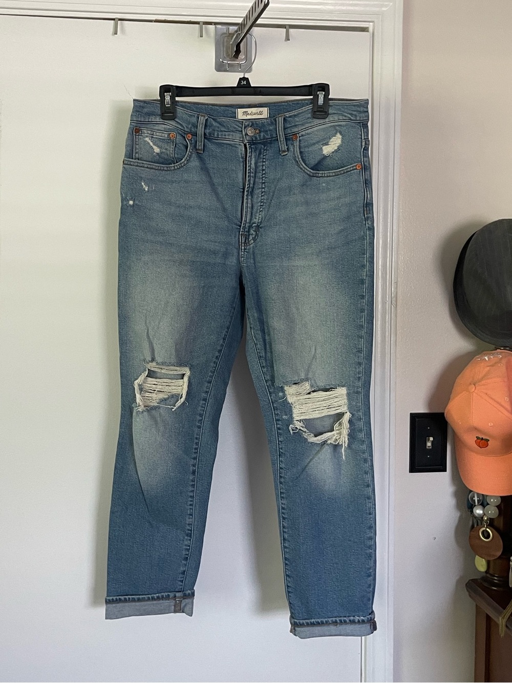 Madewell The Perfect Vintage Light Blue Distressed Boyfriend Jeans